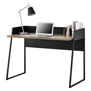 [en.casa]® Íróasztal 120 x 60 x 90 cm irodai asztal munkaállomás farostlemez tárolórekesszel fekete/faszínű