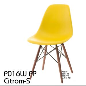 P016W PP szék fa lábakkal citromsárga-sötétebb lábakkal