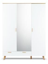 FRISK szekrény tükörrel (fehér / tölgy)