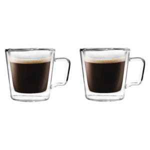 2 db duplafalú üveg kávésbögre, 80 ml - Vialli Design