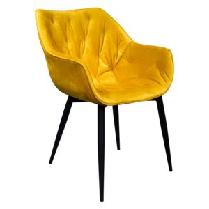 Dizájnos fotel, sárga anyag, FEDRIS