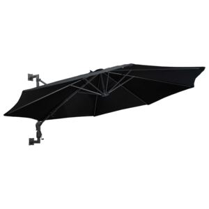 Fekete falra szerelhető napernyő fémrúddal, 300 cm