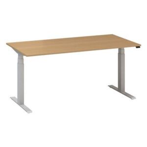 Alfa Up állítható magasságú irodai asztal szürke lábazattal, 160 x 80 x 61,5-127,5 cm, vadkörte mintázat