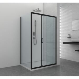 ELITE BLACK aszimmetrikus szögletes sarok zuhanykabin tolóajtóval
