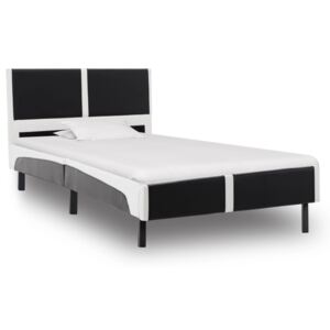 Fekete és fehér műbőr ágykeret 90 x 200 cm