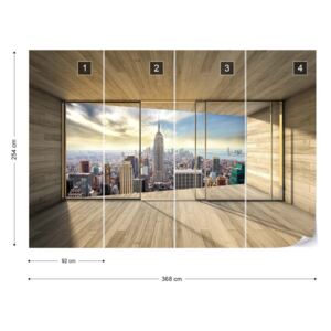 Fotótapéta GLIX - New York Városra 3D Modern Ablak Nézet Papír tapéta - 368x254 cm