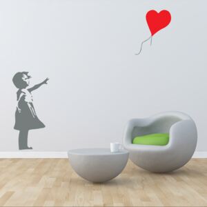 Falmatrica GLIX - Banksy "Girl with Baloon" 30 x 70 cm Szürke és piros
