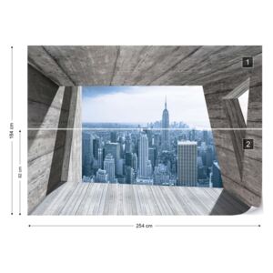 Fotótapéta GLIX - New York Városra 3D Beton Modern Építészet Nézet Nem szőtt tapéta - 254x184 cm