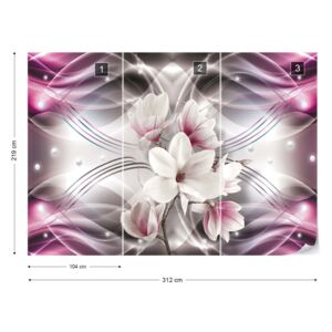 Fotótapéta GLIX - Modern Virágos Design Magnolia Virágok Lila Nem szőtt tapéta - 312x219 cm