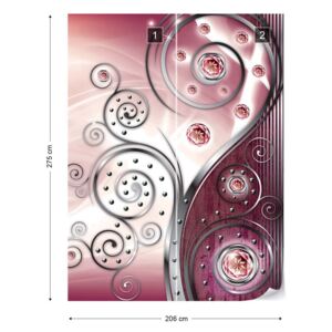 Fotótapéta GLIX - 3D Díszítő Rózsaszín Nem szőtt tapéta - 206x275 cm