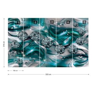 Fotótapéta GLIX - Luxus Díszítő Diamonds Türkiz Nem szőtt tapéta - 520x318 cm