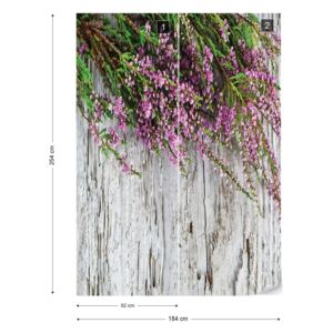 Fotótapéta GLIX - Virágok Hanga Rusztikus Fa Textúra Papír tapéta- 184x254 cm