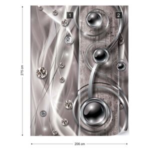 Fotótapéta GLIX - Luxus 3D Ezüst Díszítő Nem szőtt tapéta - 206x275 cm