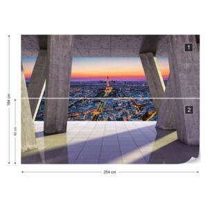 Fotótapéta GLIX - Párizs 3D Modern Kilátás Konkrét Nem szőtt tapéta - 254x184 cm