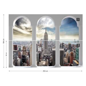 Fotótapéta GLIX - New York Városra 3D Nézet Boltív Papír tapéta - 254x184 cm