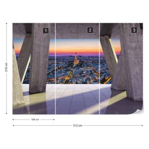 Fotótapéta GLIX - Párizs 3D Modern Kilátás Konkrét Nem szőtt tapéta - 312x219 cm
