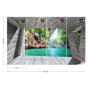 Fotótapéta GLIX - Trópusi Lagúna 3D Beton Modern Építészet Nézet Nem szőtt tapéta - 416x254 cm