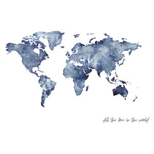 Ábra Worldmap blue watercolor, Finlay & Noa