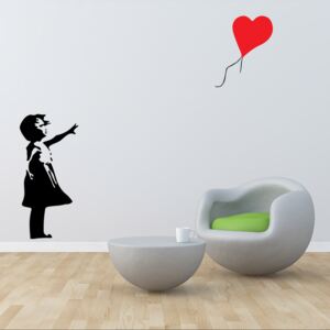 Falmatrica GLIX - Banksy "Girl with Baloon" 30 x 70 cm Fekete és piros