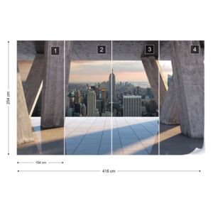 Fotótapéta GLIX - New York Városra 3D Modern Kilátás Konkrét Nem szőtt tapéta - 416x254 cm