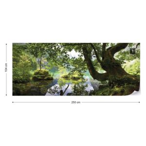 Fotótapéta GLIX - Erdő Fák Tó Nem szőtt tapéta - 250x104 cm
