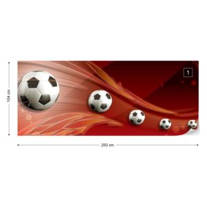 Fotótapéta GLIX - 3D Futball Labda Piros Háttér Nem szőtt tapéta - 250x104 cm