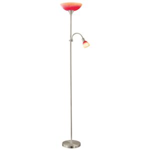 EGLO 86654 | UP4 Eglo álló lámpa 178cm vezeték kapcsoló flexibilis 1x E27 + 1x E14 matt nikkel, piros, narancs
