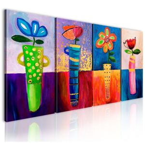 Kézzel festett kép Bimago - Rainbow flowers 120x60 cm