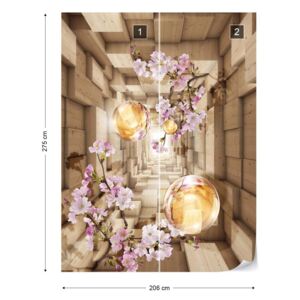 Fotótapéta GLIX - 3D Alagútban Cseresznyevirág Virágok Modern Design Nem szőtt tapéta - 206x275 cm