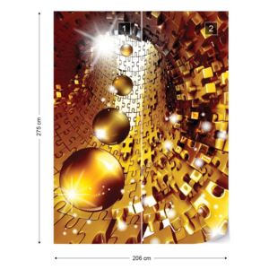 Fotótapéta GLIX - 3D Puzzle Alagútban Modern Design Arany Nem szőtt tapéta - 206x275 cm