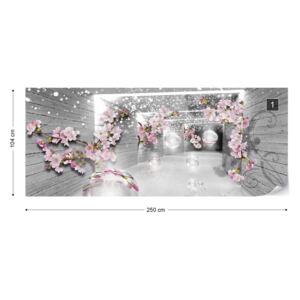 Fotótapéta GLIX - 3D Alagútban Virágok Sparkles Buborékok Nem szőtt tapéta - 250x104 cm