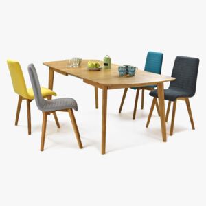 Bővíthető tömörfa Arles asztal és Arosa székek - 160 x 90 cm bővítés után 210 x 90 cm / Szürke / 4 darab