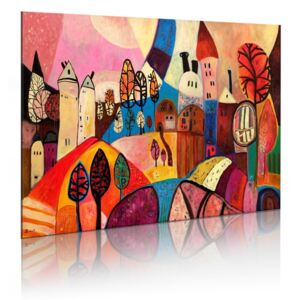 Kézzel festett kép Bimago - Village in autumn colors 90x60 cm