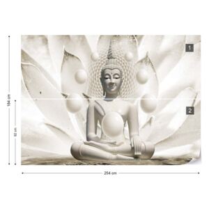 Fotótapéta GLIX - Buddha Zen Szférában 3D Ben Szépia Papír tapéta - 254x184 cm