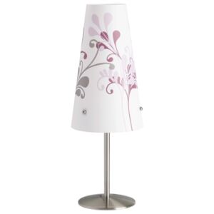 BRILLIANT 02747/78 | Isi Brilliant asztali lámpa 36cm vezeték kapcsoló 1x E14 szatén nikkel, fehér, lila