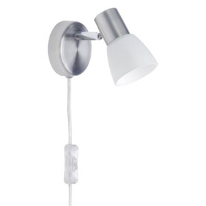 BRILLIANT 35812/77 | LucaB Brilliant spot lámpa vezeték kapcsoló elforgatható alkatrészek 1x E14 szatén nikkel, króm, fehér