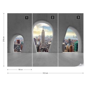 Fotótapéta GLIX - New York Város 3D Beton Ívek Megtekintéséhez Nem szőtt tapéta - 312x219 cm