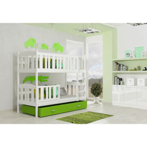 KUBA Color gyerekágy + AJÁNDÉK matrac + ágyrács, fehér/zöld, 184x80 cm