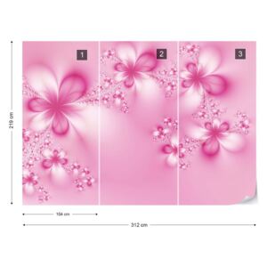 Fotótapéta GLIX - Rózsaszín Absztrakt Design Virágok Nem szőtt tapéta - 312x219 cm