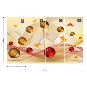 Fotótapéta GLIX - Modern 3D Absztrakt Design Sárga Piros Nem szőtt tapéta - 416x254 cm