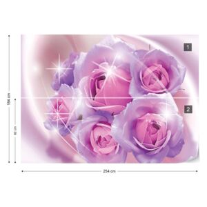 Fotótapéta GLIX - Szénsavas Virágok Rózsaszín És Lila Papír tapéta - 254x184 cm
