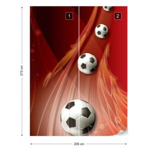 Fotótapéta GLIX - 3D Futball Labda Piros Háttér Nem szőtt tapéta - 206x275 cm