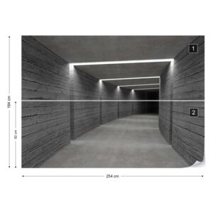 Fotótapéta GLIX - 3D Ben Beton Alagútban A Modern Építészet Papír tapéta - 254x184 cm