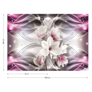 Fotótapéta GLIX - Modern Virágos Design Magnolia Virágok Lila Tapet nețesute - 208x146 cm