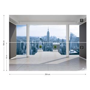 Fotótapéta GLIX - New York Városra 3D Nézet Penthouse Nem szőtt tapéta - 254x184 cm