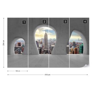 Fotótapéta GLIX - New York Város 3D Beton Ívek Megtekintéséhez Nem szőtt tapéta - 416x254 cm