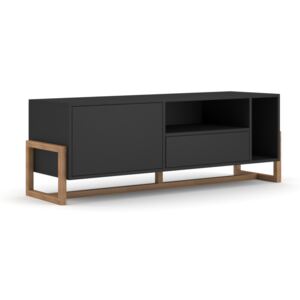 FIORD TV asztal, 139x49x42, fekete/bükk