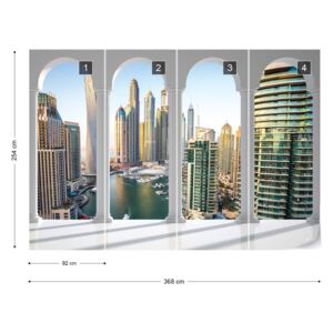 Fotótapéta GLIX - Dubai Marina Városra 3D Nézet Boltív Nem szőtt tapéta - 368x254 cm