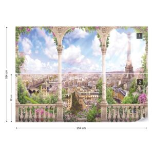Fotótapéta GLIX - Virágos Paris Nézet Papír tapéta - 254x184 cm