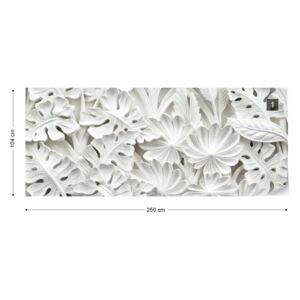 Fotótapéta GLIX - Szüret 3D Faragott Virágok Fehér Nem szőtt tapéta - 250x104 cm
